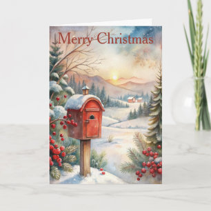 A Country Mailbox at Christmas Holiday Card