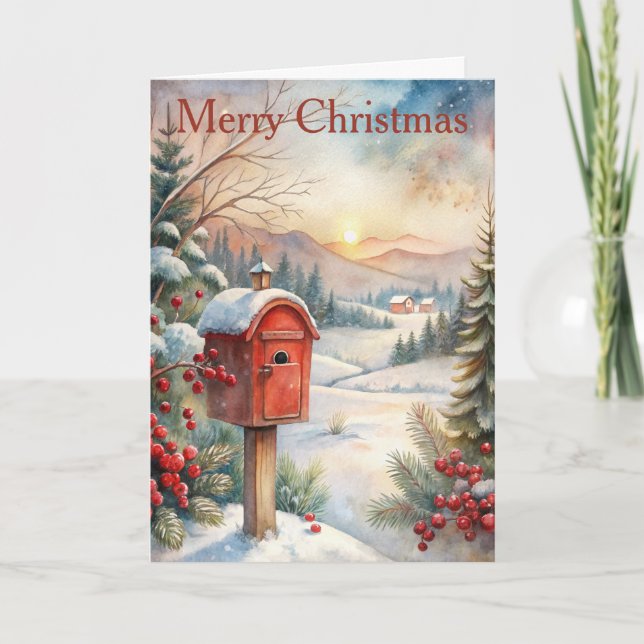 A Country Mailbox at Christmas Holiday Card (Front)