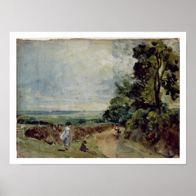 A Country road with trees and figures Poster (Front)