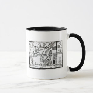 A Country Scene with a woman spinning Mug