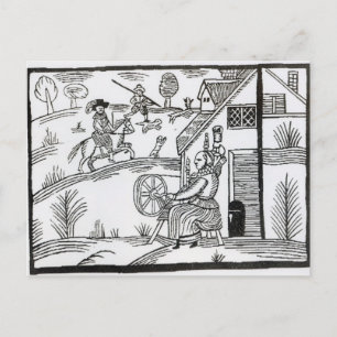 A Country Scene with a woman spinning Postcard