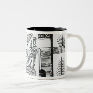 A Country Scene with a woman spinning Two-Tone Coffee Mug