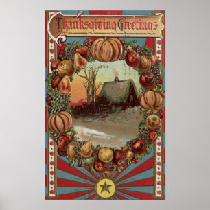 A Country Scene with Produce Border Poster