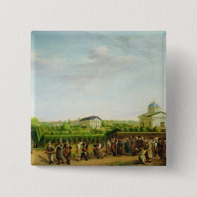 A country wedding 15 cm square badge (Front)