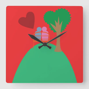A Couple Dating  Square Wall Clock