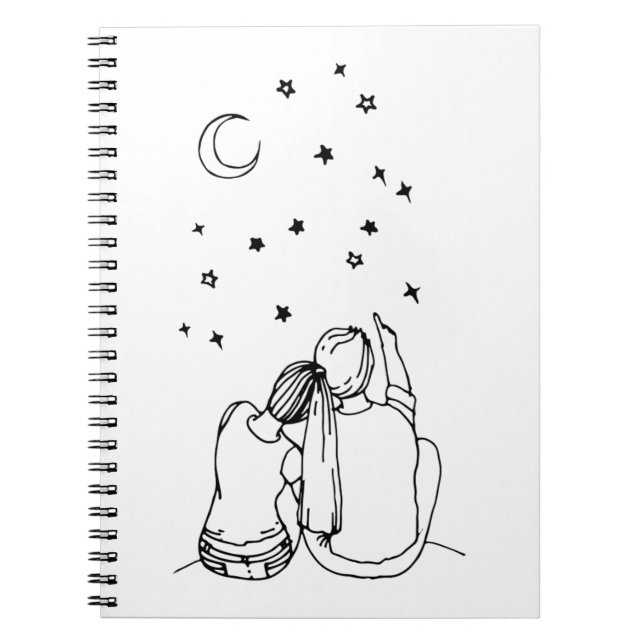 A couple in love sits and counts the stars in the notebook (Front)