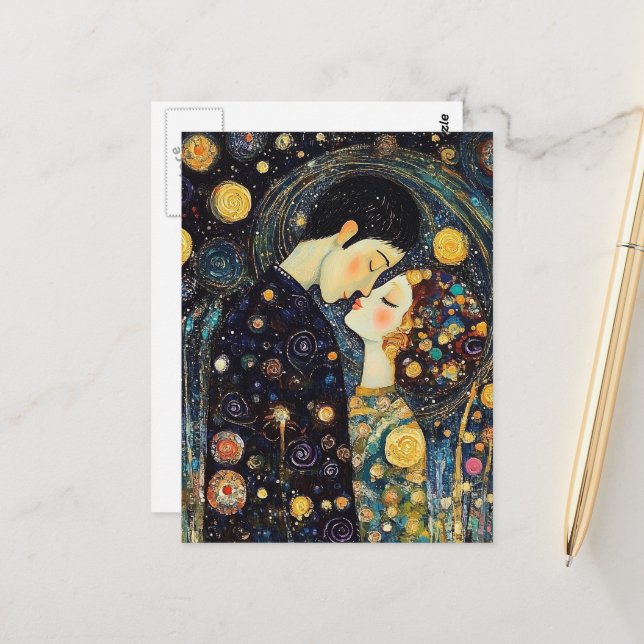 A Couple Kiss Postcard (Front/Back In Situ)