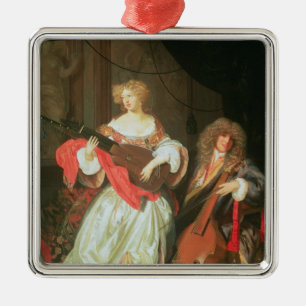 A couple making music metal ornament