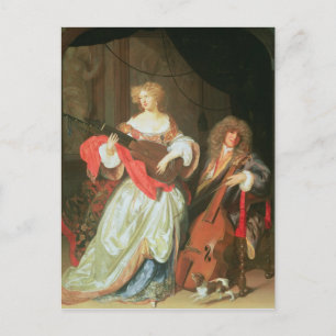 A couple making music postcard