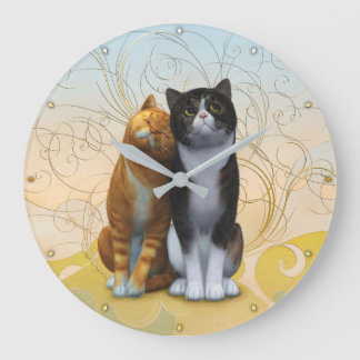 A couple of cats: love is in the air ? large clock