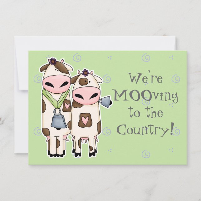 a couple of cute moo cows moving announcement (Front)