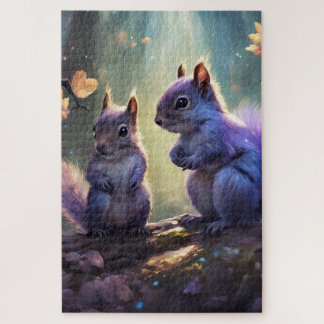 A couple of cute squirrel squirrels all in lavende jigsaw puzzle