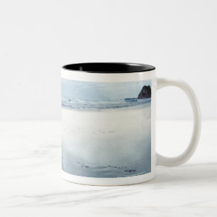 A couple riding horses on Parkiri beach in New Two-Tone Coffee Mug