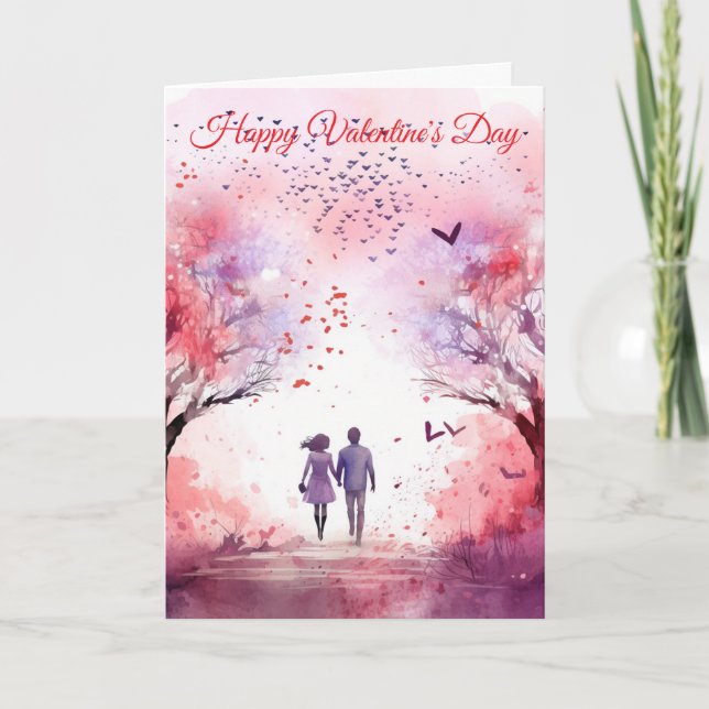 A Couple Walking Holiday Card (Front)