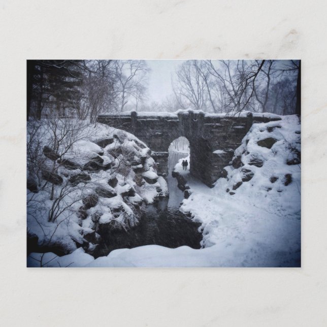 A Couple Walking Under a Snowy Glen Span Arch Postcard (Front)