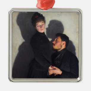 A Couple With Cast Shadows (by Emile Friant) Metal Ornament