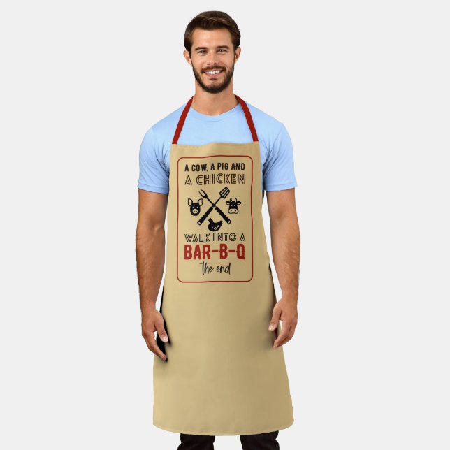 A Cow A Pig A Chicken Walk Into A Barbecue The End Apron (Worn)