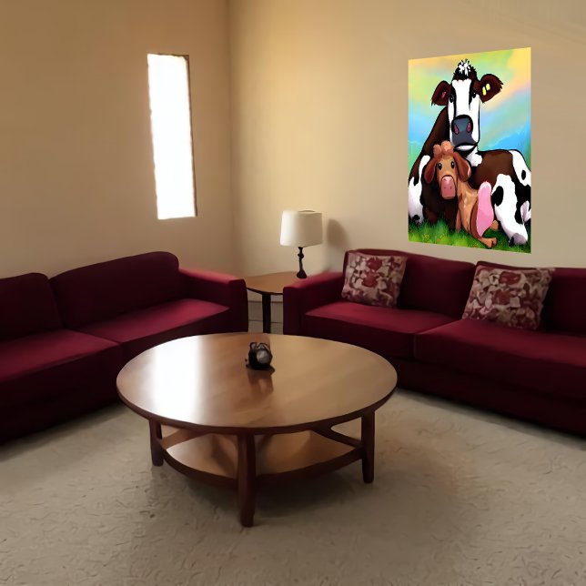 A cow mother and child | AI Art Poster (Creator Uploaded)