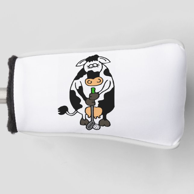 A cow playing golf golf head cover (Front)