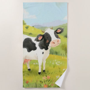 A Cow’s Day Out Beach Towel