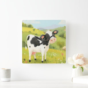 A Cow’s Day Out Square Wall Clock