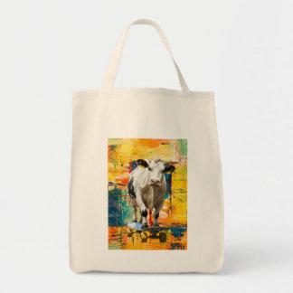 A Cow Skating in a Park on a Sunny Day Tote Bag