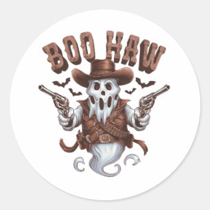 A cowboy ghost classic round sticker
