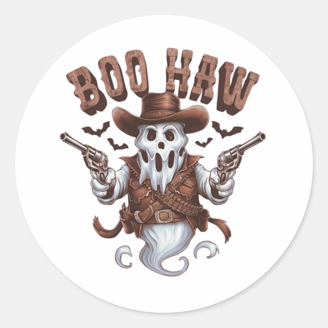 A cowboy ghost classic round sticker (Front)
