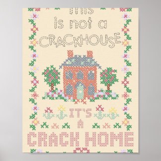 A Crack Home - cross stitch embroidery  Poster