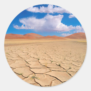 A cracked desert plain classic round sticker