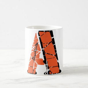 A Cracked & Stenciled A Coffee Mug