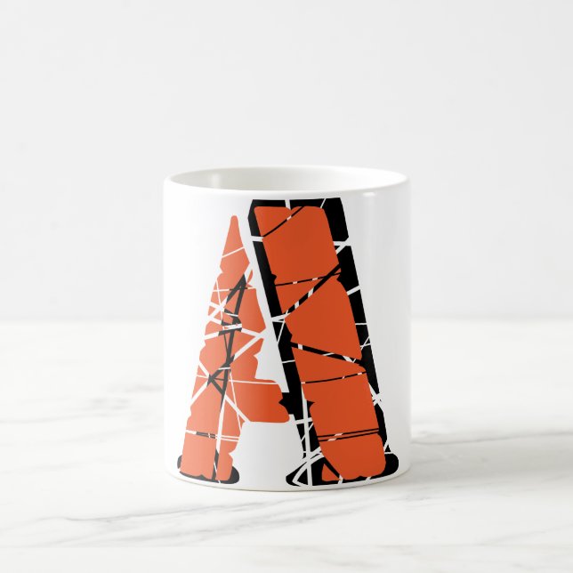 A Cracked & Stenciled A Coffee Mug (Center)
