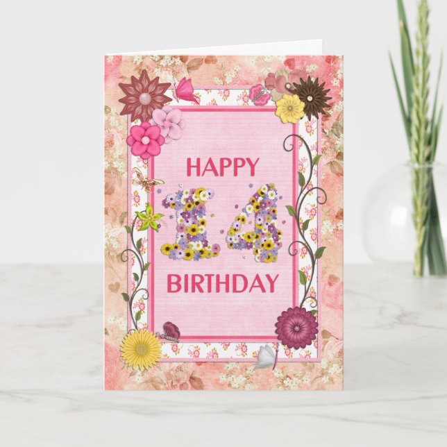 A craft look 14th birthday card (Front)