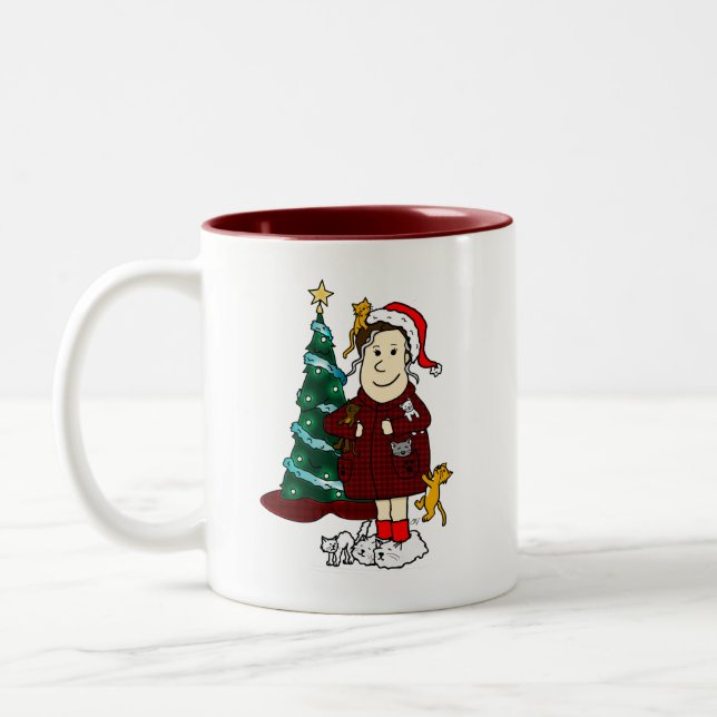 'A Crazy Cat Lady Christmas' Two-Tone Coffee Mug (Left)