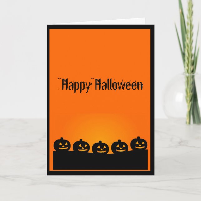 A Creepy Row of Halloween Pumpkins Card (Front)