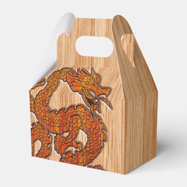 A Crimson Dragon on Bamboo like Favour Box (Front Side)