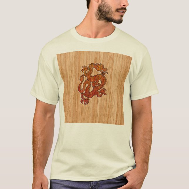 A Crimson Dragon on Bamboo like T-Shirt (Front)