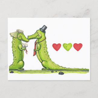 A crocodile wedding. postcard