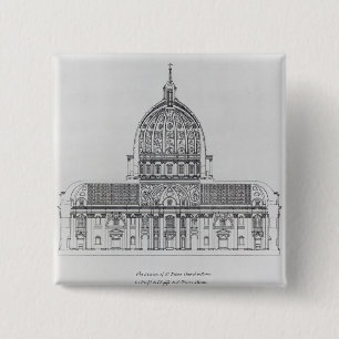 A cross-section of St. Peter's, Rome 15 Cm Square Badge