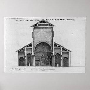 A Cross-Section of the old Vatican church Poster