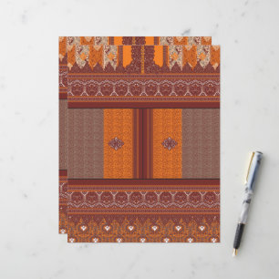 a cross stitch pattern in orange and brown
