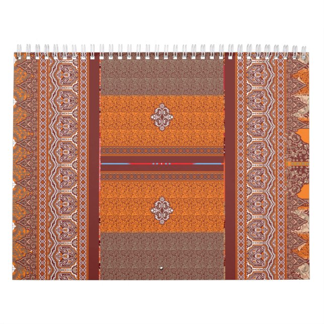 a cross stitch pattern in orange and brown calendar (Cover)