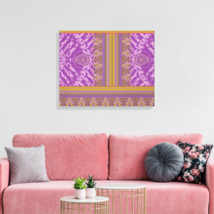 a cross stitch pattern with a purple and yellow b canvas print