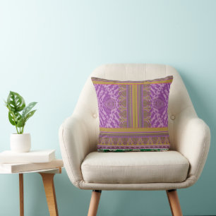 a cross stitch pattern with a purple and yellow b cushion