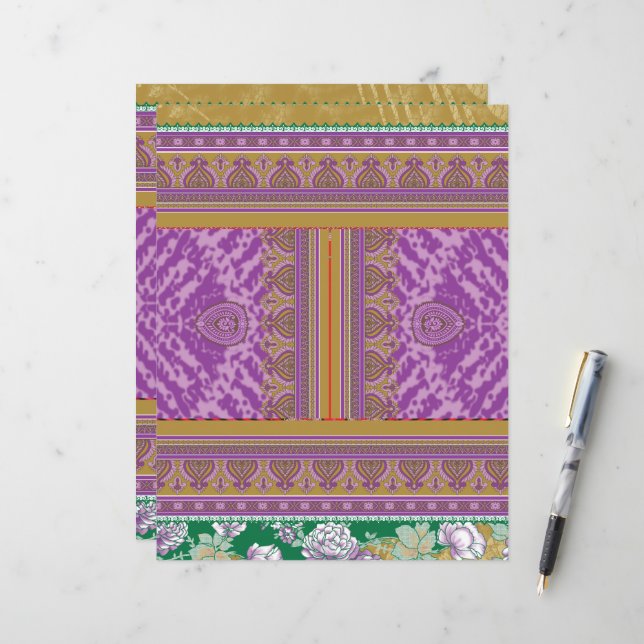 a cross stitch pattern with a purple and yellow ba (Front/Back In Situ)
