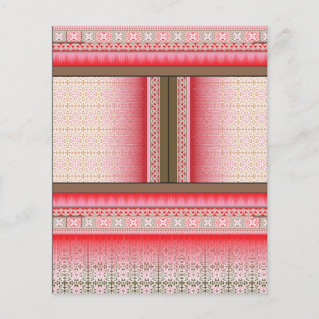 a cross stitch pattern with a red background flyer (Front)