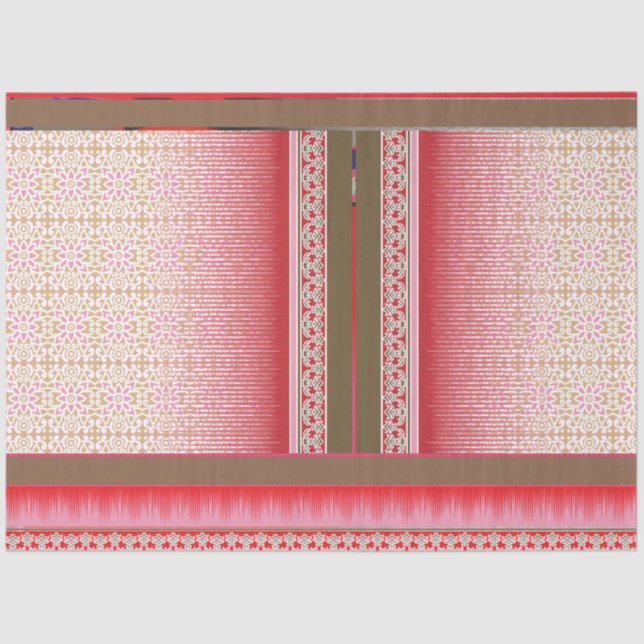 a cross stitch pattern with a red background tissue paper (Front)