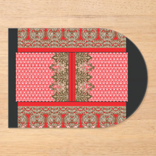 a cross stitch pattern with a red border acrylic invitations