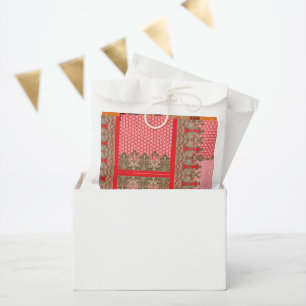 a cross stitch pattern with a red border favour bag