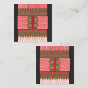 a cross stitch pattern with a red border loyalty card